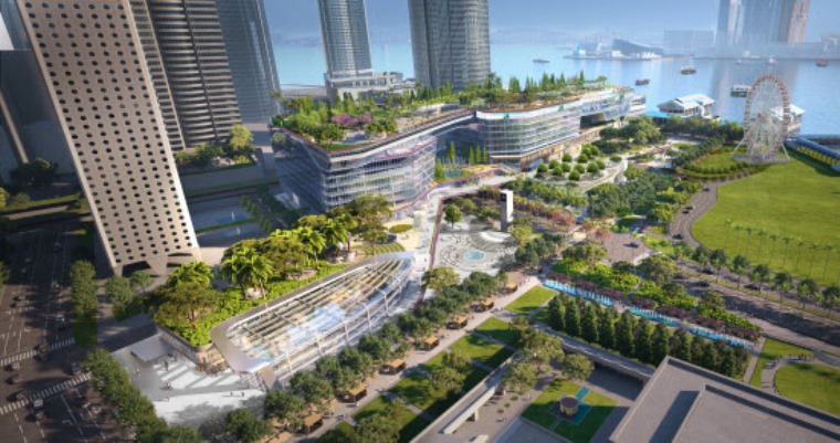 Pemandangan Udara Proyek Dari Connaught Road Hingga Tepi Pelabuhan