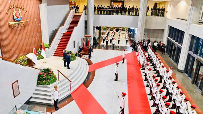 Presiden Prabowo Subianto Menghadiri Upacara Penyambutan Kenegaraan Di Parliament House Singapura