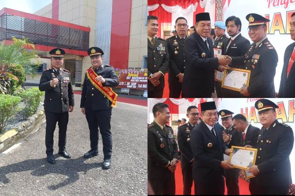 Kapolsek Dan Kanitreskrim Polsek Sanga Desa Terima Penghargaan Dari Bupati Muba Atas Keberhasilan Ungkap Kasus Perampokan Bersenjata