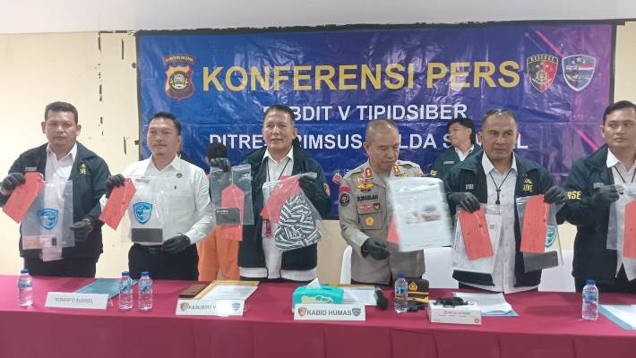 Polda Sumsel Gelar Konferensi Pers Terkait Sindikat Pornografi Online