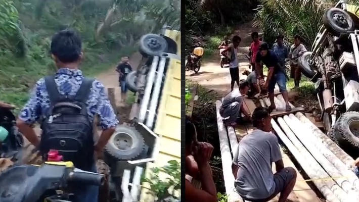Jembatan Sukarame Di Tapanuli Selatan Ambruk