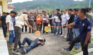 Rekonstruksi Kasus Pembunuhan di Tapteng: Dua Tersangka Ditahan, 18 DPO Diburu Polisi